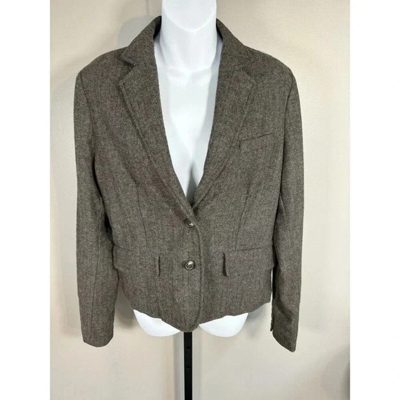 American Eagle Brown 2 Button Wool Blend Blazer L Workwear - Picture 1 of 8